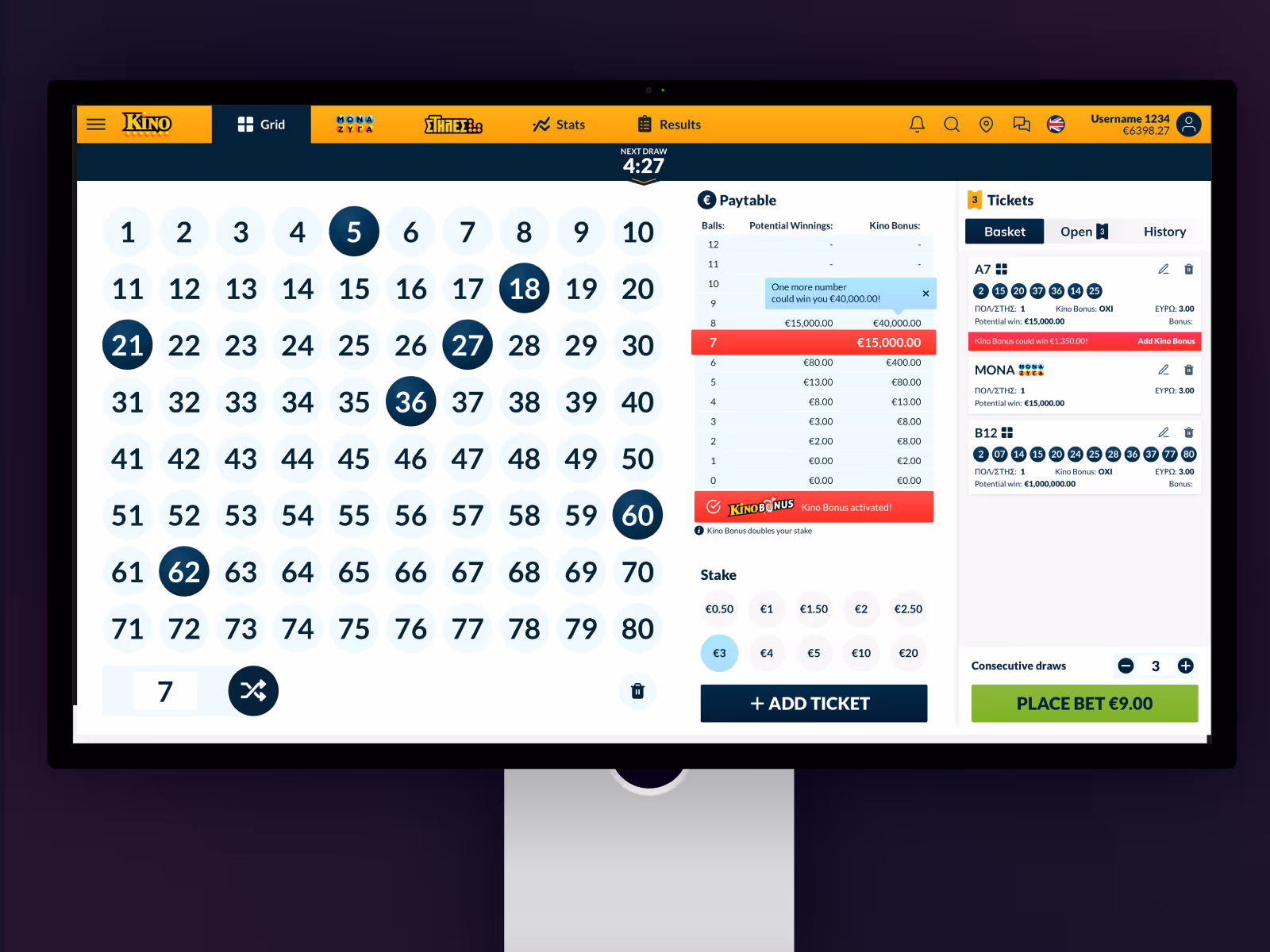 Kino lottery game redesign
